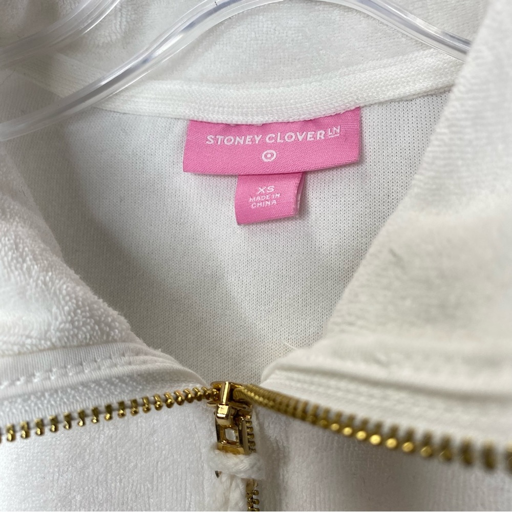 Stoney Clover Lane x Target Cropped Half Zip Sweatshirt in White XS - Picture 7 of 11